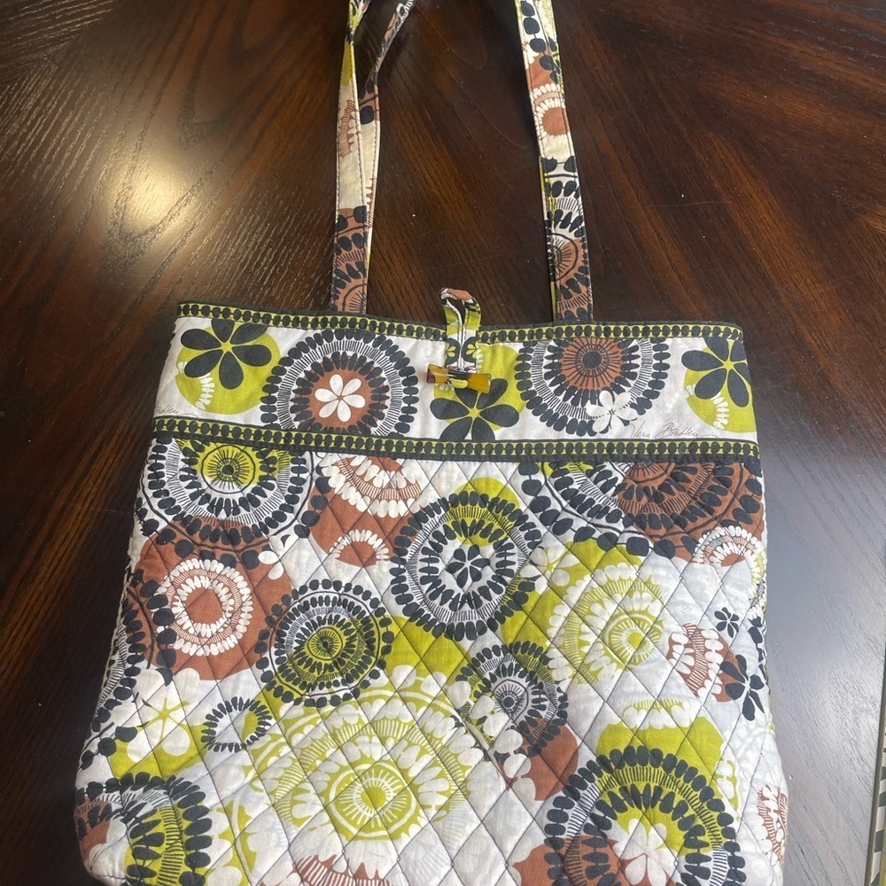 Vera Bradley Green and Brown Abstract Tote Bag - Picture 8 of 9